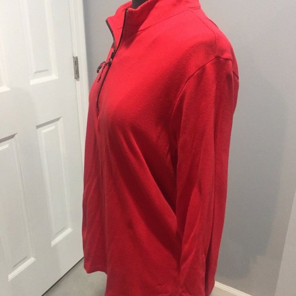 Coldwater Creek Red Knit Top Plaid Lining Size Med - Picture 4 of 7